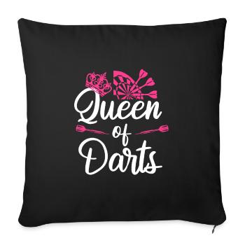 Queen of Darts Dart Zubehör Frauen in Dart - Sofakissenbezug 45 x 45 cm - Schwarz - Vorne