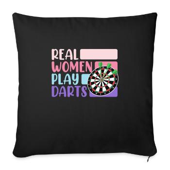 Real Women Play Darts Ladies Darts Accessories Darts - Sofa pillowcase 17,3'' x 17,3'' (45 x 45 cm) - black - Front