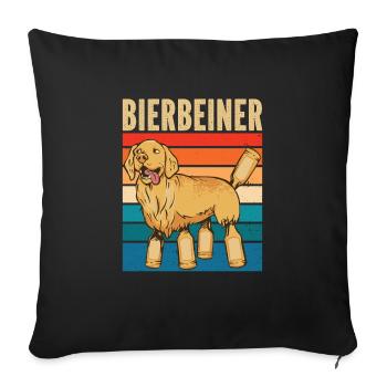Bierbeiner für Biertrinker Bier - Sofakissenbezug 45 x 45 cm - Schwarz - Vorne