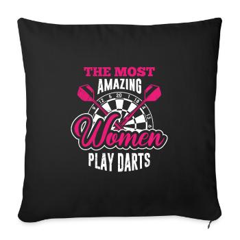 Great Women Play Darts Ladies Darts Accessories Darts - Sofa pillowcase 17,3'' x 17,3'' (45 x 45 cm) - black - Front