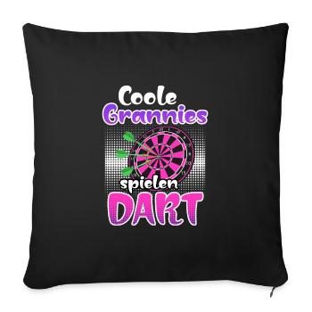 Coole Omas spielen Dart Frauen Darts Zubehör Dart - Sofakissenbezug 45 x 45 cm - Schwarz - Vorne