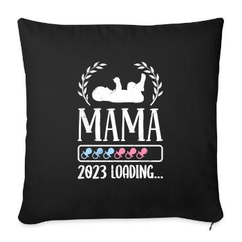 Mom 2023 loading pregnant Girl and Boy Mom - Sofa pillowcase 17,3'' x 17,3'' (45 x 45 cm) - black - Front