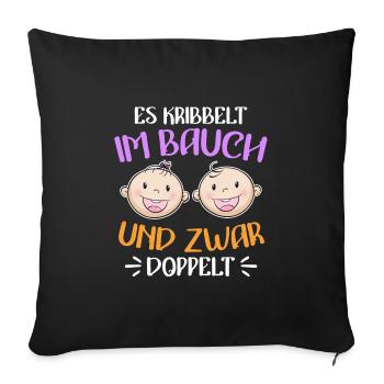Kribbeln im Bauch Mutter von 2 Zwillinge im Bauch - Sofakissenbezug 45 x 45 cm - Schwarz - Vorne