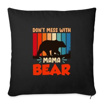 Mama Bear Famille Enfants Fille Fils Mama - Housse de coussin décorative 45 x 45 cm - noir - Devant