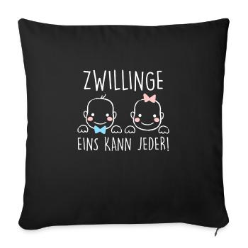Zwillingseltern Geschwister Mama Papa Zwillinge - Sofakissenbezug 45 x 45 cm - Schwarz - Vorne