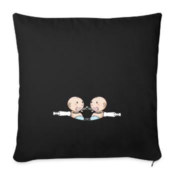 Mère Jumelles Frères et sœurs Jeunes filles Maman - Housse de coussin décorative 45 x 45 cm - noir - Devant