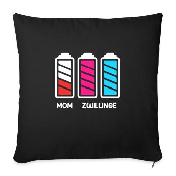 Zwillingsmama Mutter von 2 Schwanger mit Zwillinge - Sofakissenbezug 45 x 45 cm - Schwarz - Vorne