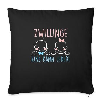 Zwillingseltern Geschwister Mama Papa Zwillinge - Sofakissenbezug 45 x 45 cm - Schwarz - Vorne