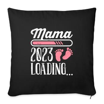Maman 2023 chargement Mère Fille enceinte Maman - Housse de coussin décorative 45 x 45 cm - noir - Devant