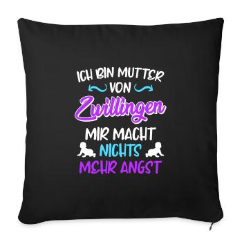Mutter von Zwillingen Liebe hoch 2 schwangere Mama - Sofakissenbezug 45 x 45 cm - Schwarz - Vorne