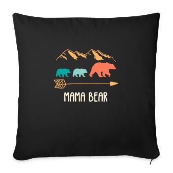Mama Bear Famille Enfants Fille Fils Mama - Housse de coussin décorative 45 x 45 cm - noir - Devant