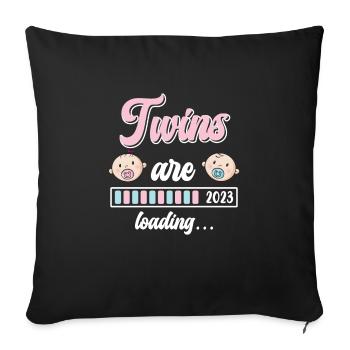 Twin Mom Twins loading Young Girls Mom - Sofa pillowcase 17,3'' x 17,3'' (45 x 45 cm) - black - Front