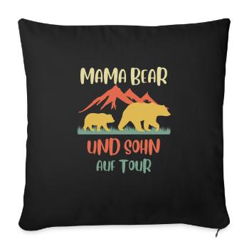 Mama Bear Kids Fille Fils Famille en tournée - Housse de coussin décorative 45 x 45 cm - noir - Devant