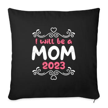 Maman 2023 Je vais à Maman Fille Maman - Housse de coussin décorative 45 x 45 cm - noir - Devant