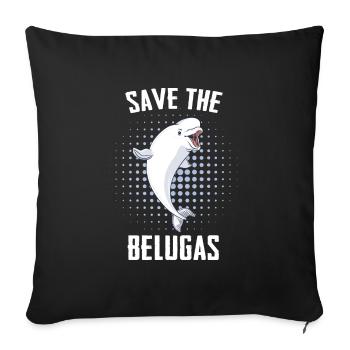 Bélugas Océan Bélugas Baleines - Housse de coussin décorative 45 x 45 cm - noir - Devant