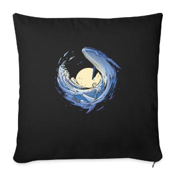 Whale Whales Ocean Blue Whale Humpback Whale - Sofa pillowcase 17,3'' x 17,3'' (45 x 45 cm) - black - Front