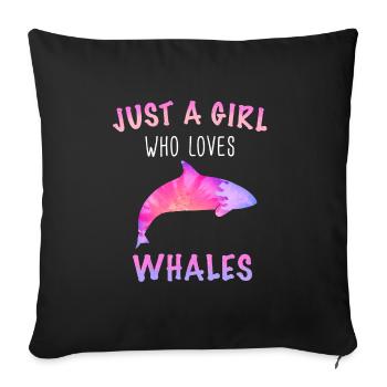 Whale Whales Ocean Blue Whale Humpback Whale - Sofa pillowcase 17,3'' x 17,3'' (45 x 45 cm) - black - Front