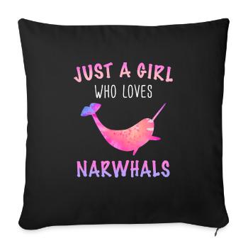 Narval Baleine Océan Narvals Baleines Baleines Baleines - Housse de coussin décorative 45 x 45 cm - noir - Devant