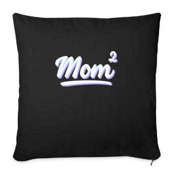 Mom hoch 2 Zwillinge Schwanger mit Zwillinge - Sofakissenbezug 45 x 45 cm - Schwarz - Vorne