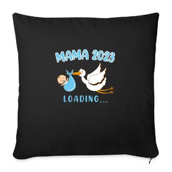 Mama 2023 Klapperstorch Baby Storch schwanger Mama - Sofakissenbezug 45 x 45 cm - Schwarz - Vorne