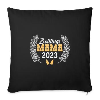 Zwillinge Mama Zwillingsmama 2023 Mutter Mama - Sofakissenbezug 45 x 45 cm - Schwarz - Vorne