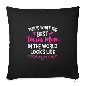 Twin Mom Mother of Twins Girl Mom - Sofa pillowcase 17,3'' x 17,3'' (45 x 45 cm) - black - Front