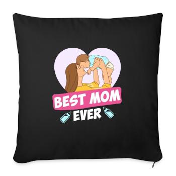 Meilleure maman de tous les temps Meilleure maman du monde Mère Enfant - Housse de coussin décorative 45 x 45 cm - noir - Devant