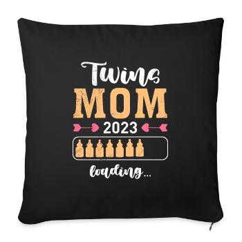 Zwillingsmama 2023 Mutter Zwillinge Baby Mama - Sofakissenbezug 45 x 45 cm - Schwarz - Vorne