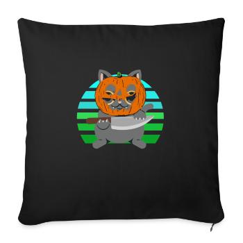 Halloween Cat Pumpkin Head - Sofa pillowcase 17,3'' x 17,3'' (45 x 45 cm) - black - Front