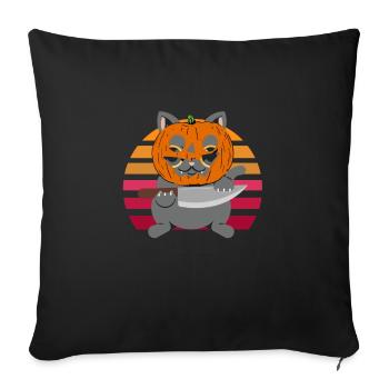 Halloween Cat Pumpkin Head - Sofa pillowcase 17,3'' x 17,3'' (45 x 45 cm) - black - Front