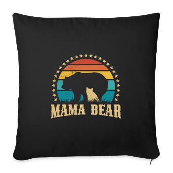 Mama Bear Famille Enfants Fille Fils Mama - Housse de coussin décorative 45 x 45 cm - noir - Devant