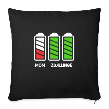 Zwillingsmama Mutter von 2 Schwanger mit Zwillinge - Sofakissenbezug 45 x 45 cm - Schwarz - Vorne