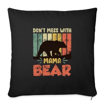 Mama Bear Famille Enfants Fille Fils Mama - Housse de coussin décorative 45 x 45 cm - noir - Devant