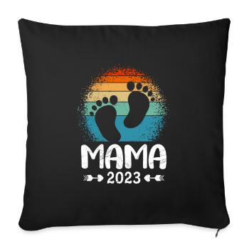 Mama 2023 Mutter schwanger werden Schwangerschaft - Sofakissenbezug 45 x 45 cm - Schwarz - Vorne