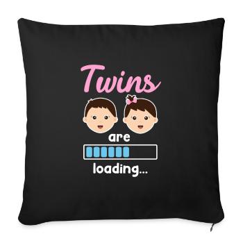 Twins pregnant with twins Young girls - Sofa pillowcase 17,3'' x 17,3'' (45 x 45 cm) - black - Front