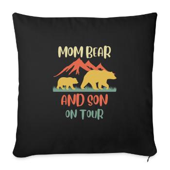 Mama Bear Kids Fille Fils Famille en tournée - Housse de coussin décorative 45 x 45 cm - noir - Devant