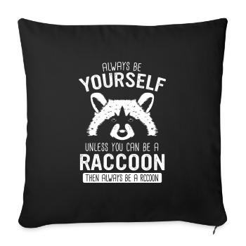 Raccoon - Sofa pillowcase 17,3'' x 17,3'' (45 x 45 cm) - black - Front