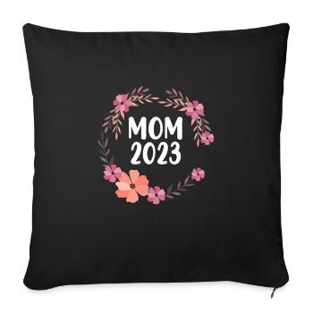 Maman 2023 - Housse de coussin décorative 45 x 45 cm - noir - Devant