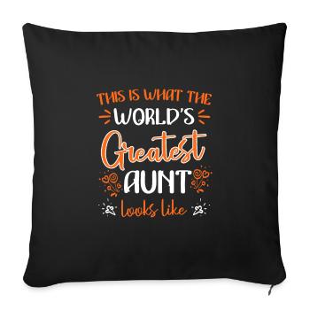 This is what the best aunt in the world looks like Cool aunt - Sofa pillowcase 17,3'' x 17,3'' (45 x 45 cm) - black - Front