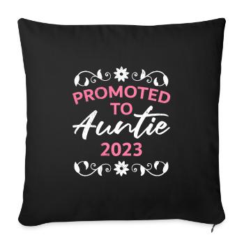 Promu tante 2023 Je vais être tante - Housse de coussin décorative 45 x 45 cm - noir - Devant