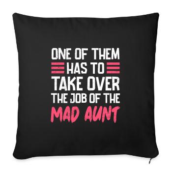 Meilleur travail de tante de la famille de crazy autom - Housse de coussin décorative 45 x 45 cm - noir - Devant
