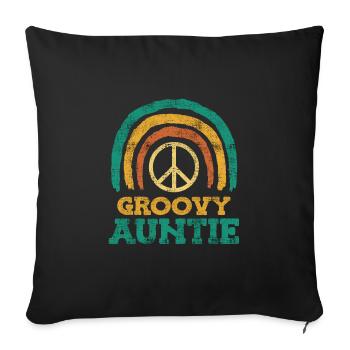Groovy Auntie Love and Peace Hippie Aunt - Sofa pillowcase 17,3'' x 17,3'' (45 x 45 cm) - black - Front