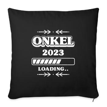 Onkel 2023 loading werdender Onkel - Sofakissenbezug 45 x 45 cm - Schwarz - Vorne