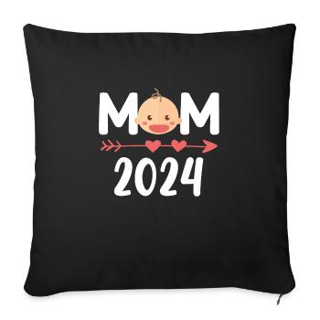 Werdende Mama 2024 Mutter 2024 Schwanger - Sofakissenbezug 45 x 45 cm - Schwarz - Vorne