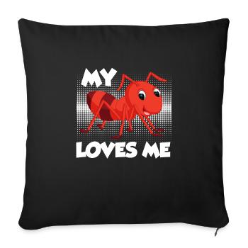 Ma tante m’aime Fourmi Tante Meilleure tante - Housse de coussin décorative 45 x 45 cm - noir - Devant