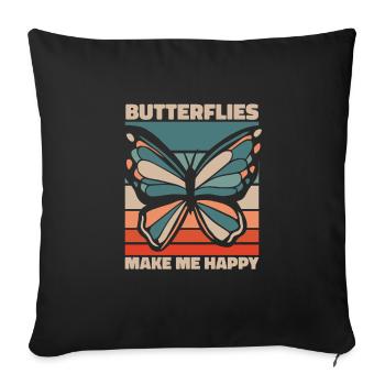 Butterfly Monarch Butterfly Colorful Butterflies - Sofa pillowcase 17,3'' x 17,3'' (45 x 45 cm) - black - Front