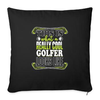 Golf Golf Golf Terrain de golf par Minigolf Sport - Housse de coussin décorative 45 x 45 cm - noir - Devant