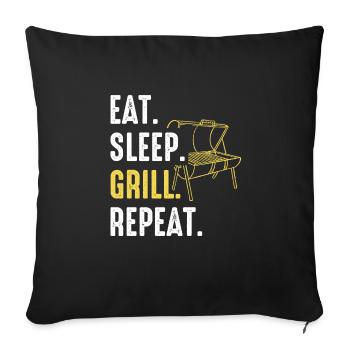 Grill Grillen Griller BBQ Barbecue - Sofakissenbezug 45 x 45 cm - Schwarz - Vorne