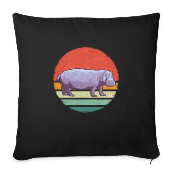 Hippo Hippo Animal - Sofa pillowcase 17,3'' x 17,3'' (45 x 45 cm) - black - Front