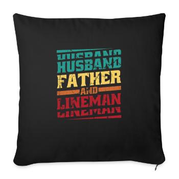 Lineman Électricien de poteau électrique de câble électrique - Housse de coussin décorative 45 x 45 cm - noir - Devant